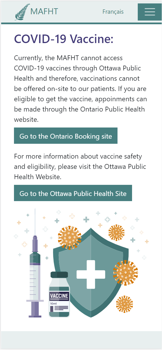 Screen capture of esfam.ca layout on mobile device.
