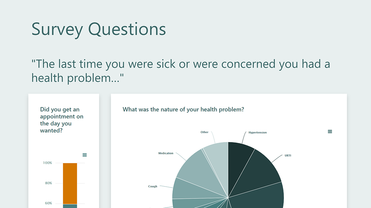 Screen capture of survey report layout on desktop computer.