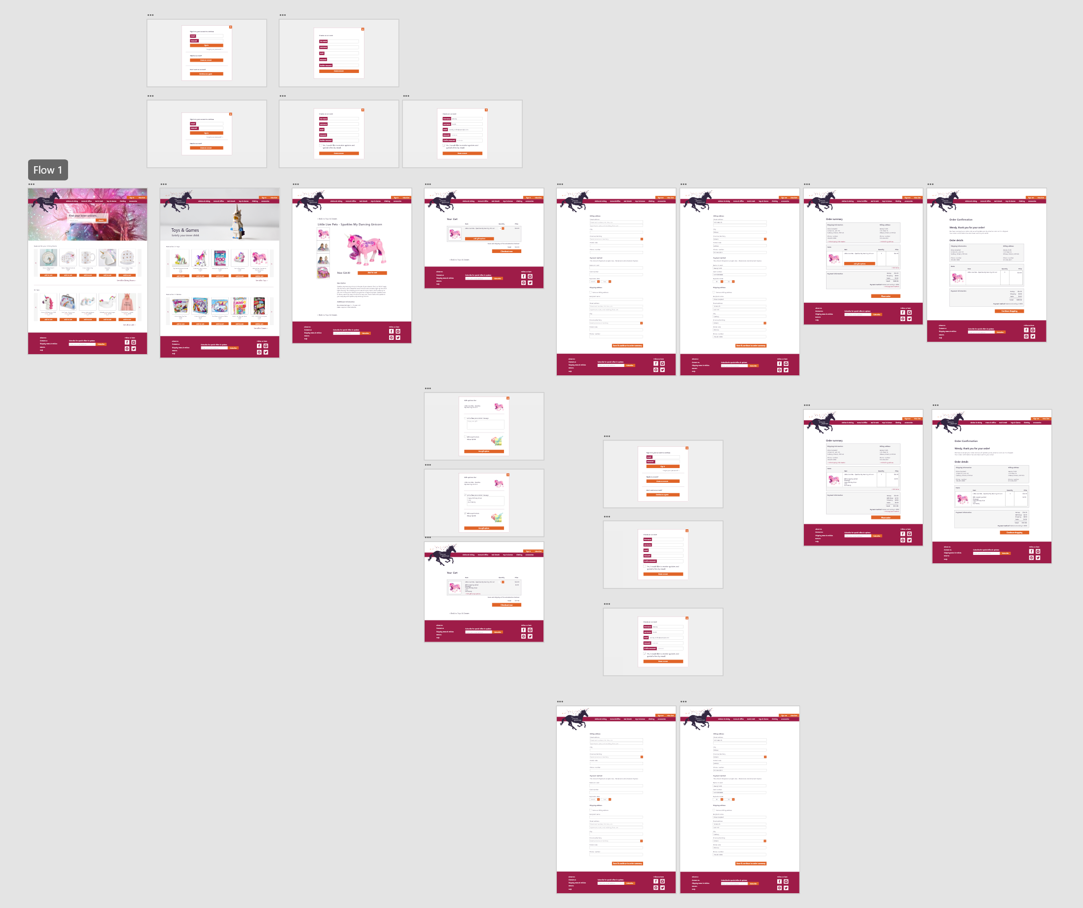 Screenshot of the dsign in adobe XD.