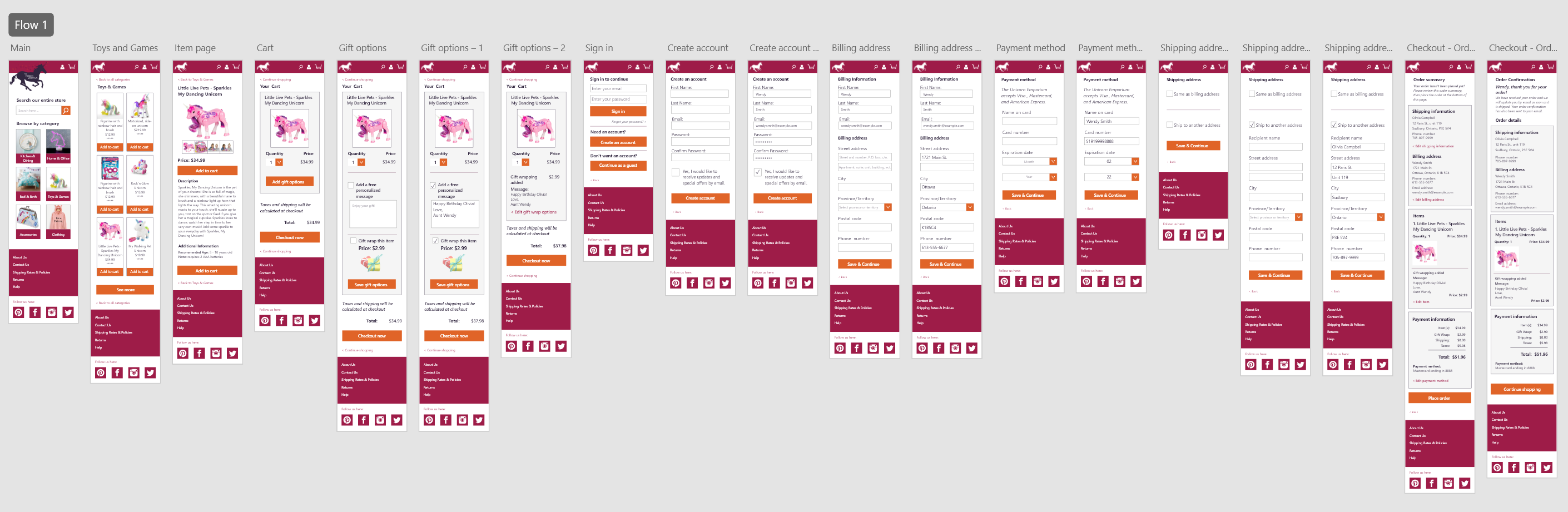 Screenshot of the dsign in adobe XD.